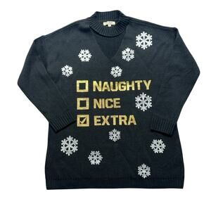 Ultra Flirt Ugly Christmas Sweater Womens Sz Medium Naughty Nice Extra Holiday